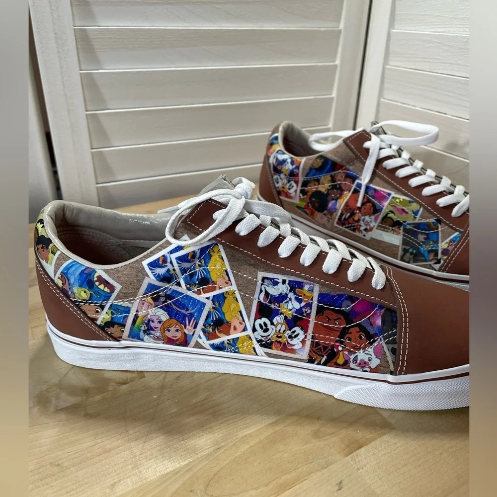 Vans x Disney Old Skool Scrapbook Brown and White Graphic Sneakers